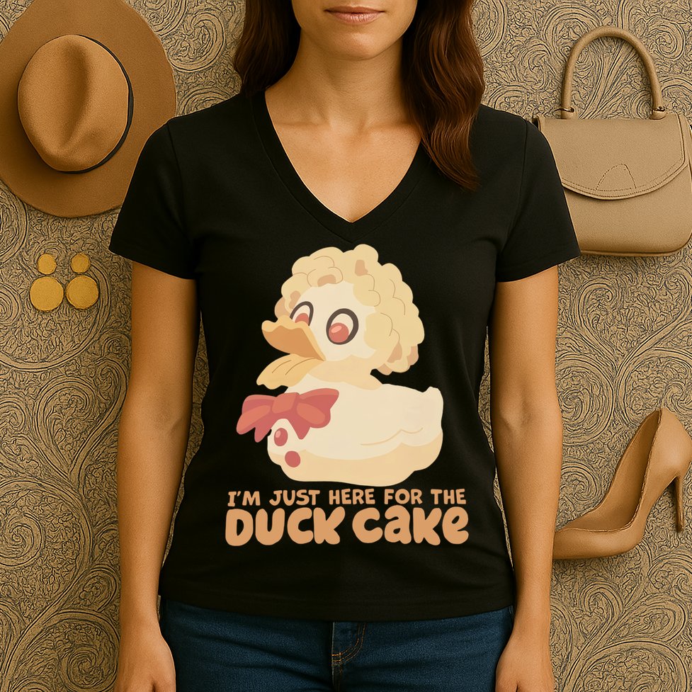 I Just Here For The Duck Cake Snack Women's V-Neck T-Shirt