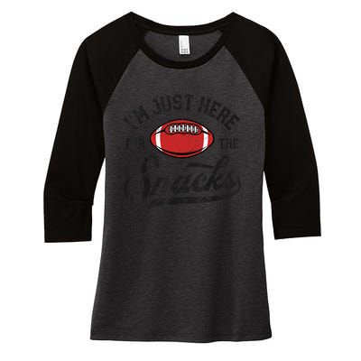 IM Just Here For The Snacks Funny Fantasy Football League Women's Tri-Blend 3/4-Sleeve Raglan Shirt