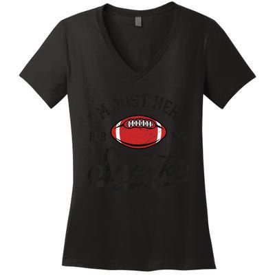 IM Just Here For The Snacks Funny Fantasy Football League Women's V-Neck T-Shirt