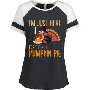 Im Just Here For Pumpkin Pie Funny Thanksgiving Turkey Gift Enza Ladies Jersey Colorblock Tee