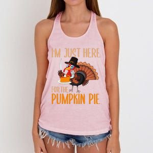 Im Just Here For Pumpkin Pie Funny Thanksgiving Turkey Gift Women's Knotted Racerback Tank