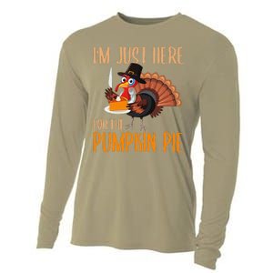 Im Just Here For Pumpkin Pie Funny Thanksgiving Turkey Gift Cooling Performance Long Sleeve Crew