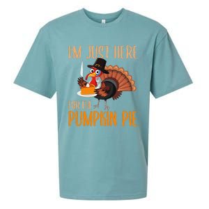 Im Just Here For Pumpkin Pie Funny Thanksgiving Turkey Gift Sueded Cloud Jersey T-Shirt