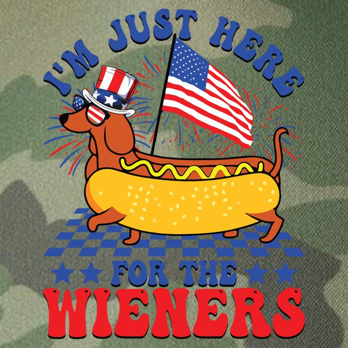 Im Just Here For Wieners Dachshund Dog Hotdog 4th Of July Legacy Tie Dye Trucker Hat