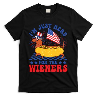 Im Just Here For Wieners Dachshund Dog Hotdog 4th Of July T-Shirt