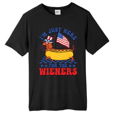 Im Just Here For Wieners Dachshund Dog Hotdog 4th Of July Tall Fusion ChromaSoft Performance T-Shirt