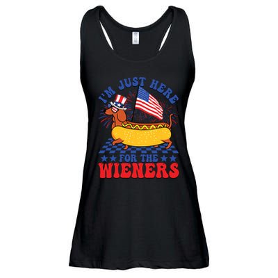 Im Just Here For Wieners Dachshund Dog Hotdog 4th Of July Ladies Essential Flowy Tank