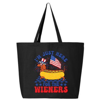 Im Just Here For Wieners Dachshund Dog Hotdog 4th Of July 25L Jumbo Tote