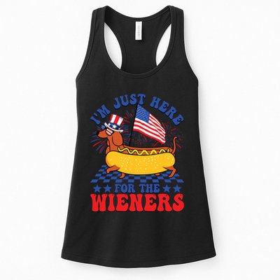 Im Just Here For Wieners Dachshund Dog Hotdog 4th Of July Womens Tank Top