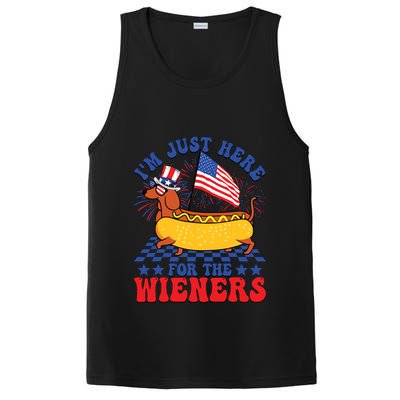 Im Just Here For Wieners Dachshund Dog Hotdog 4th Of July PosiCharge Competitor Tank
