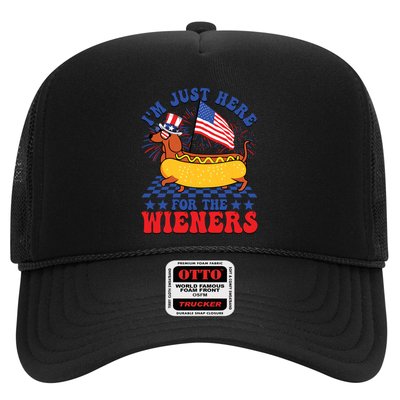Im Just Here For Wieners Dachshund Dog Hotdog 4th Of July Trucker Hat