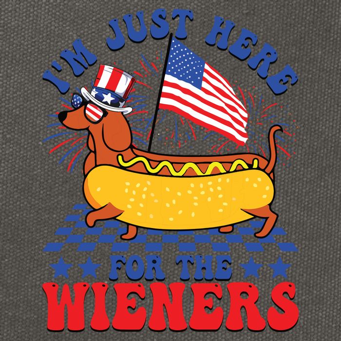 Im Just Here For Wieners Dachshund Dog Hotdog 4th Of July Cotton Canvas Backpack