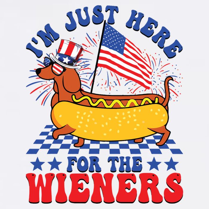 Im Just Here For Wieners Dachshund Dog Hotdog 4th Of July Garment-Dyed Sweatshirt