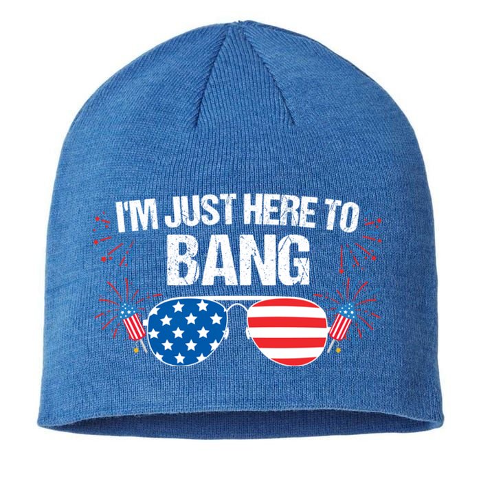 Im Just Here To Bang 4th Of July Fireworks Director Gift Sustainable Beanie