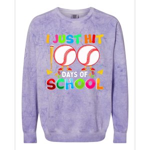 I Just Hit 100 Days Of School Baseball 100th Day Meaningful Gift Colorblast Crewneck Sweatshirt