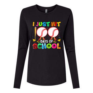 I Just Hit 100 Days Of School Baseball 100th Day Meaningful Gift Womens Cotton Relaxed Long Sleeve T-Shirt