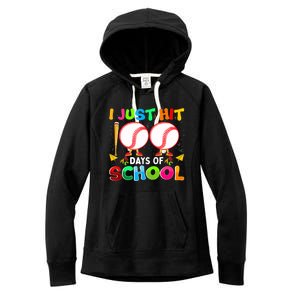 I Just Hit 100 Days Of School Baseball 100th Day Meaningful Gift Women's Fleece Hoodie