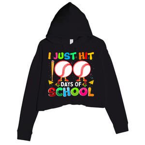 I Just Hit 100 Days Of School Baseball 100th Day Meaningful Gift Crop Fleece Hoodie