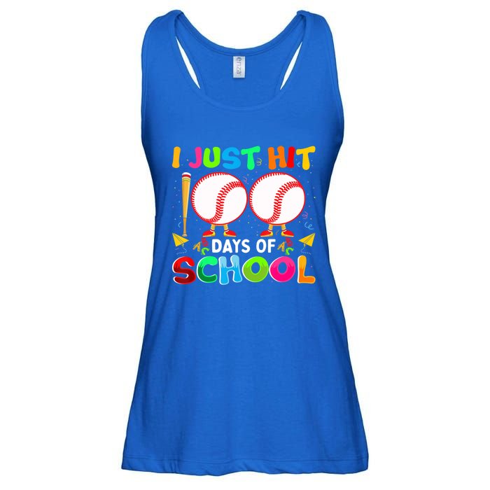 I Just Hit 100 Days Of School Baseball 100th Day Meaningful Gift Ladies Essential Flowy Tank