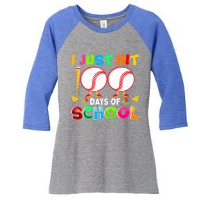 I Just Hit 100 Days Of School Baseball 100th Day Meaningful Gift Women's Tri-Blend 3/4-Sleeve Raglan Shirt