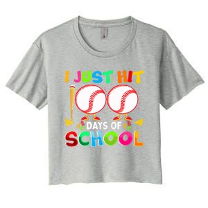 I Just Hit 100 Days Of School Baseball 100th Day Meaningful Gift Women's Crop Top Tee