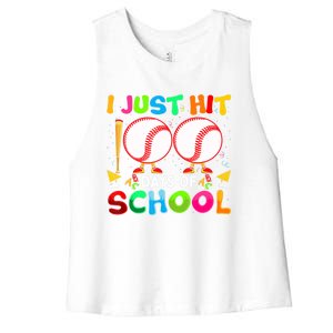 I Just Hit 100 Days Of School Baseball 100th Day Meaningful Gift Women's Racerback Cropped Tank