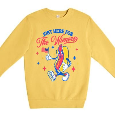 IM Just Here For The Wieners 4th Of July Hot Dog Cute Gift Premium Crewneck Sweatshirt