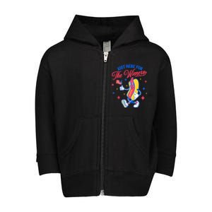 IM Just Here For The Wieners 4th Of July Hot Dog Cute Gift Toddler Zip Fleece Hoodie