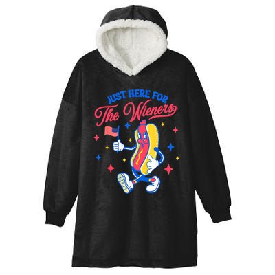 IM Just Here For The Wieners 4th Of July Hot Dog Cute Gift Hooded Wearable Blanket