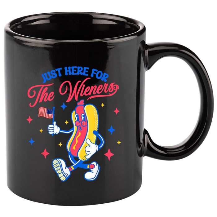 IM Just Here For The Wieners 4th Of July Hot Dog Cute Gift 11oz C Handle Ceramic Mug