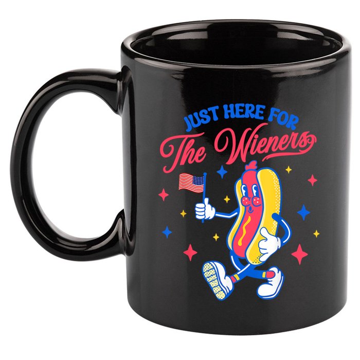 IM Just Here For The Wieners 4th Of July Hot Dog Cute Gift 11oz C Handle Ceramic Mug