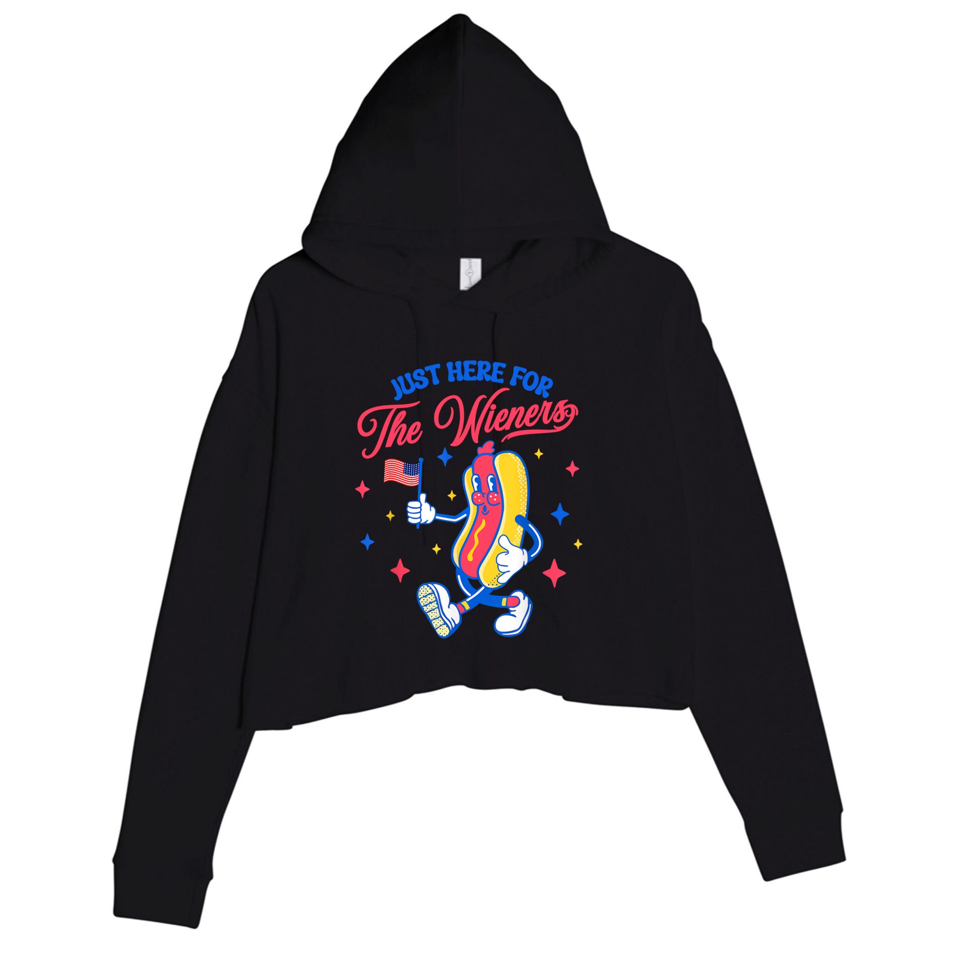 IM Just Here For The Wieners 4th Of July Hot Dog Cute Gift Crop Fleece Hoodie