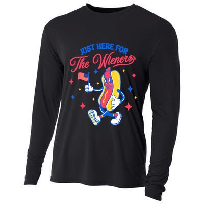 IM Just Here For The Wieners 4th Of July Hot Dog Cute Gift Cooling Performance Long Sleeve Crew