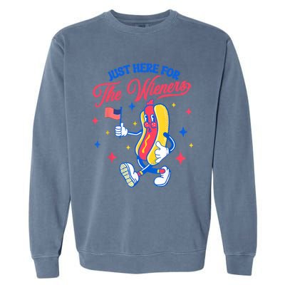 IM Just Here For The Wieners 4th Of July Hot Dog Cute Gift Garment-Dyed Sweatshirt