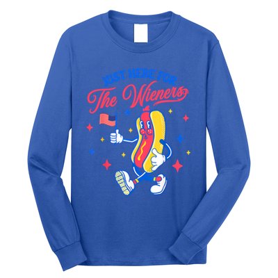 IM Just Here For The Wieners 4th Of July Hot Dog Cute Gift Long Sleeve Shirt