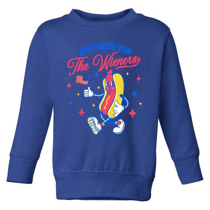 IM Just Here For The Wieners 4th Of July Hot Dog Cute Gift Toddler Sweatshirt