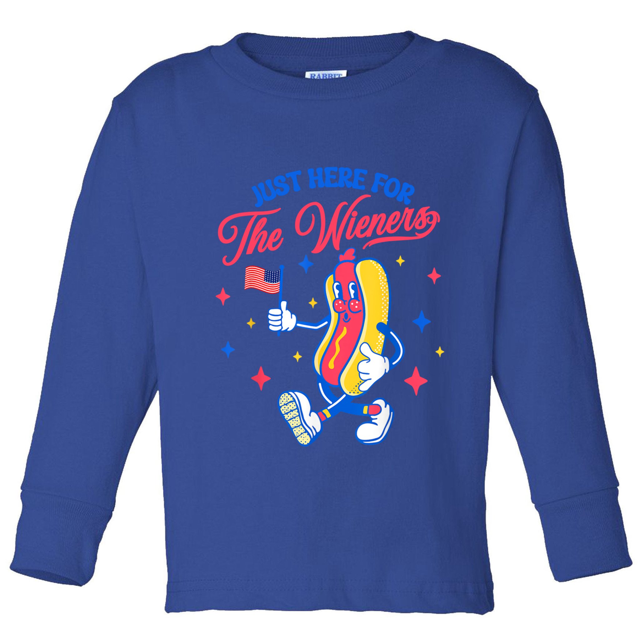 IM Just Here For The Wieners 4th Of July Hot Dog Cute Gift Toddler Long Sleeve Shirt