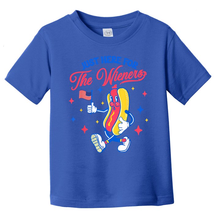 IM Just Here For The Wieners 4th Of July Hot Dog Cute Gift Toddler T-Shirt