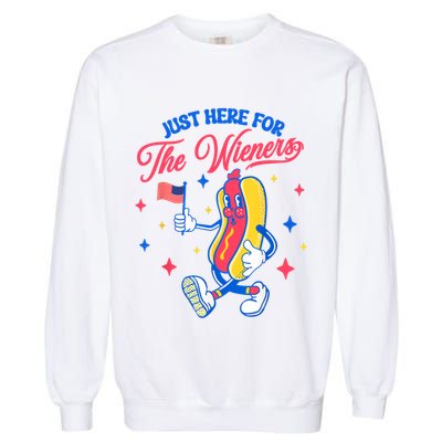 IM Just Here For The Wieners 4th Of July Hot Dog Cute Gift Garment-Dyed Sweatshirt