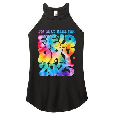 IM Just Here For Field Day 2025 Teacher Tie Dye Groovy Gift Women's Perfect Tri Rocker Tank