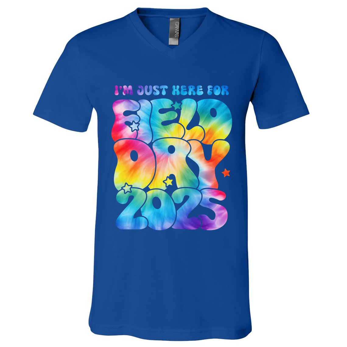 IM Just Here For Field Day 2025 Teacher Tie Dye Groovy Gift V-Neck T-Shirt