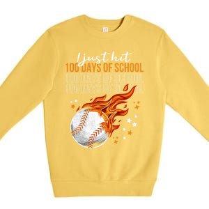 I Just Hit 100 Days Of School Baseball 100th Day Of School Cute Gift Premium Crewneck Sweatshirt