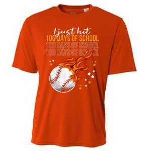 I Just Hit 100 Days Of School Baseball 100th Day Of School Cute Gift Cooling Performance Crew T-Shirt