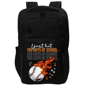 I Just Hit 100 Days Of School Baseball 100th Day Of School Cute Gift Impact Tech Backpack