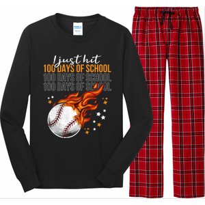 I Just Hit 100 Days Of School Baseball 100th Day Of School Cute Gift Long Sleeve Pajama Set