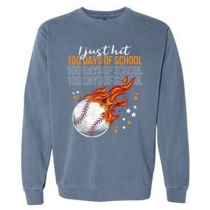 I Just Hit 100 Days Of School Baseball 100th Day Of School Cute Gift Garment-Dyed Sweatshirt