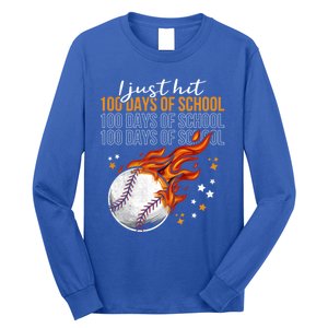 I Just Hit 100 Days Of School Baseball 100th Day Of School Cute Gift Long Sleeve Shirt