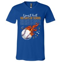 I Just Hit 100 Days Of School Baseball 100th Day Of School Cute Gift V-Neck T-Shirt