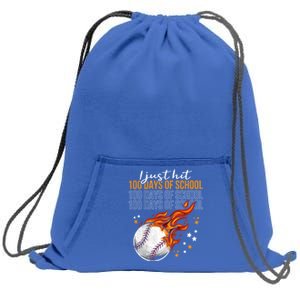 I Just Hit 100 Days Of School Baseball 100th Day Of School Cute Gift Sweatshirt Cinch Pack Bag