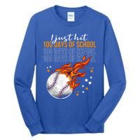 I Just Hit 100 Days Of School Baseball 100th Day Of School Cute Gift Tall Long Sleeve T-Shirt